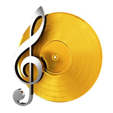 Golden Vinyl With Music Key clipart