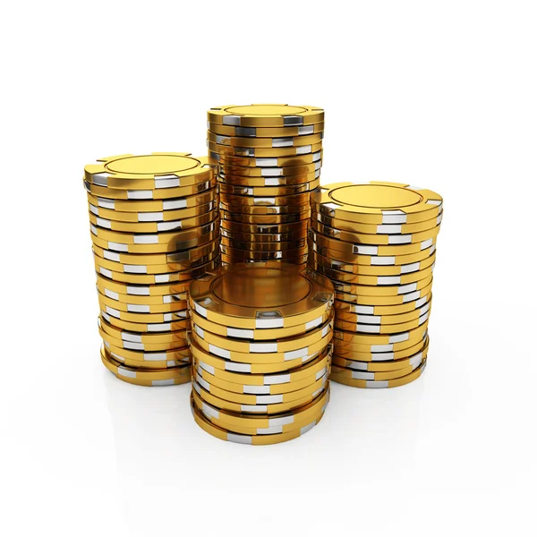 Golden casino chips — Stock Photo, Image