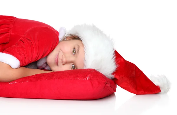 Christmas girl in santa hat — Stock Photo, Image