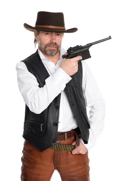 Man in stetson with a gun — Stock Photo, Image