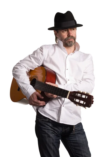 Guitarrista com guitarra — Fotografia de Stock