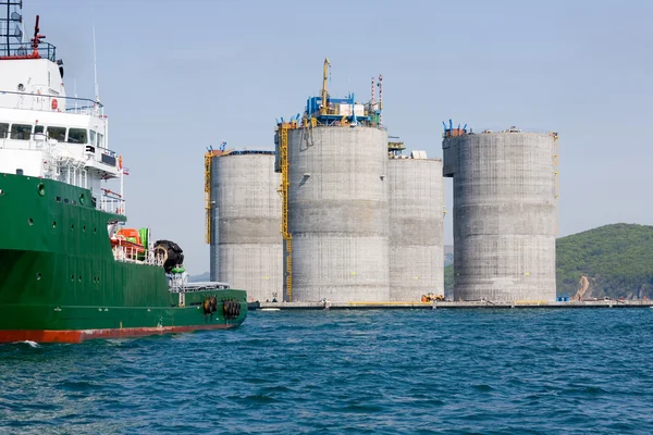 Base plataforma de perfuração de petróleo offshore — Fotografia de Stock