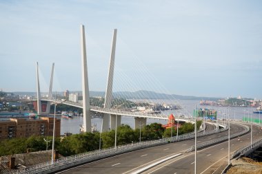 Suspension bridge in Vladivostok, Russia clipart