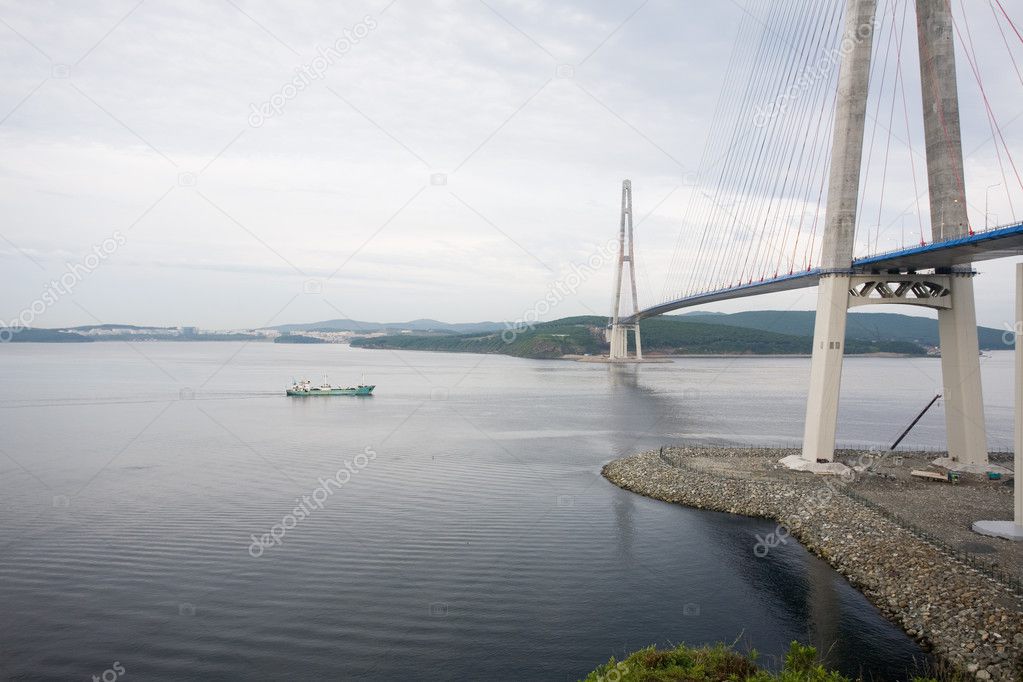 Suspension bridge on Russian island in Vladivostok