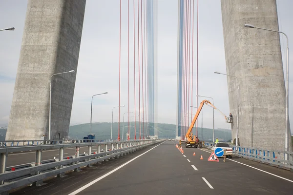 Nový kabelový visutý most ve Vladivostoku — Stock fotografie