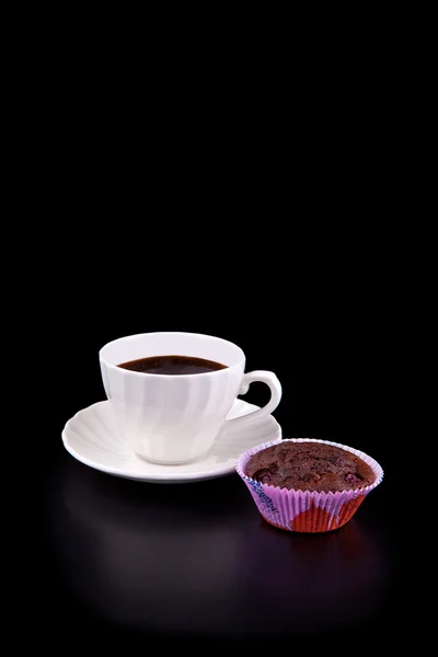 Heißer Kaffee und Muffin — Stockfoto
