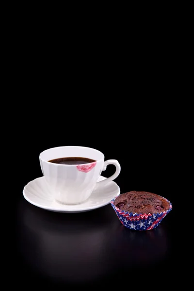 Horká káva a muffin — Stock fotografie