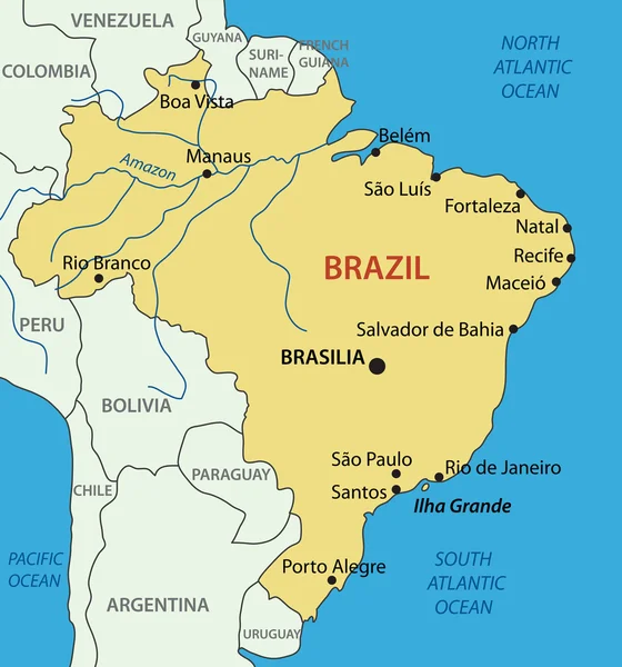 Repubblica Federativa del Brasile - mappa vettoriale — Vettoriale Stock