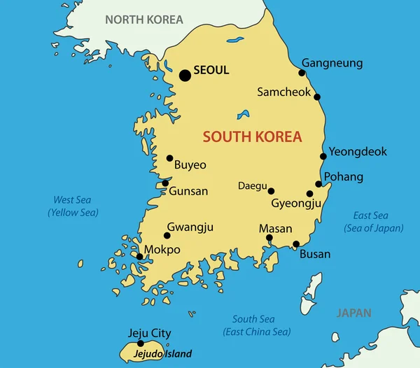 Republik Korea - peta vektor - Stok Vektor