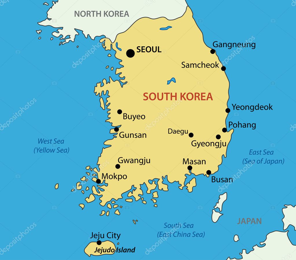 Republic Of Korea Vector Map Stock Vector Pavalena 10806575   Depositphotos 10806575 Stock Illustration Republic Of Korea Vector Map 