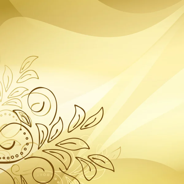 Gouden vector achtergrond met florale elementen in de hoek — Stockvector