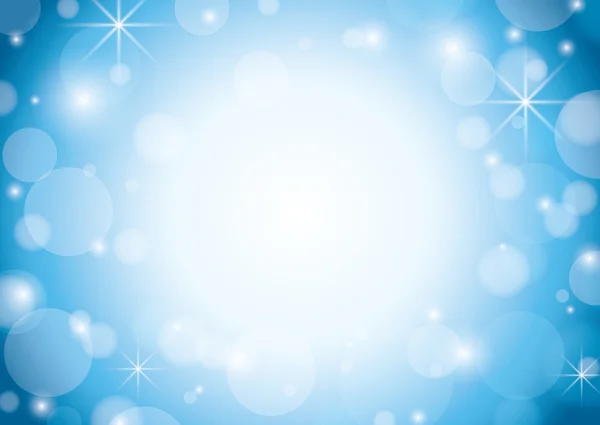Fond bleu et blanc avec bokeh et étoiles - vecteur — Image vectorielle