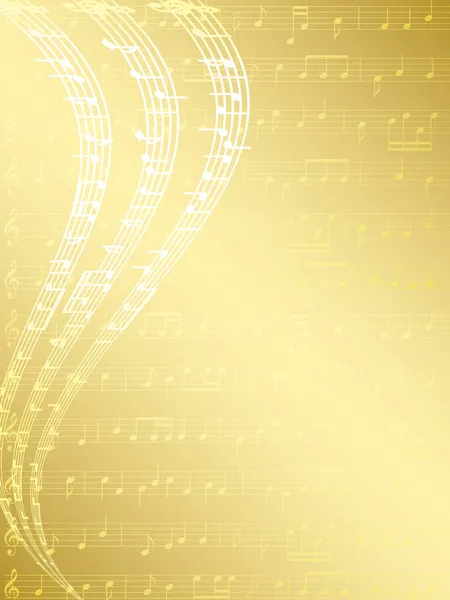 Fond musical doré avec notes - vecteur — Image vectorielle