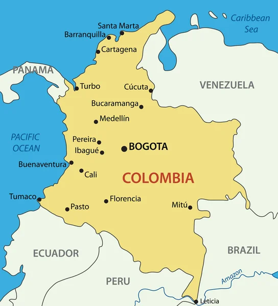 Kolombiya - vektör harita — Stok Vektör