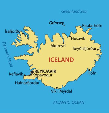 Iceland - vector map clipart