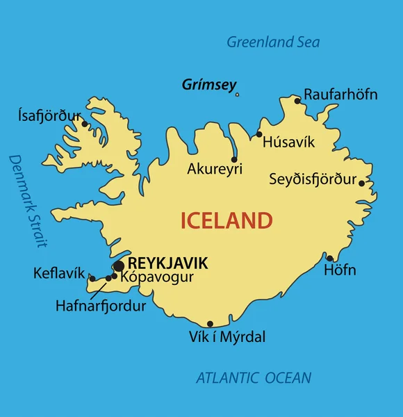 Islandia - mapa vectorial — Vector de stock