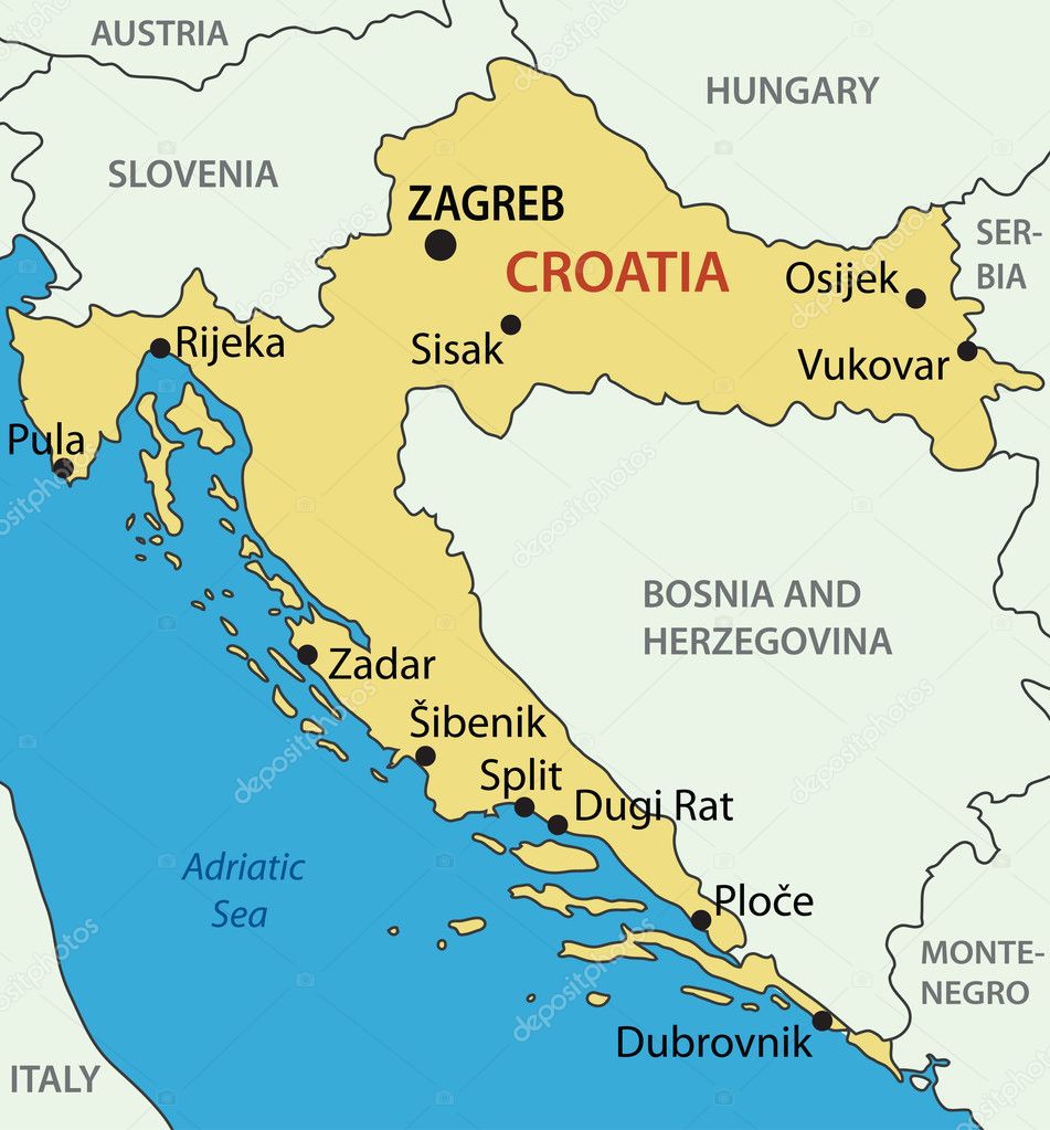 República de Croacia - mapa vectorial 2023