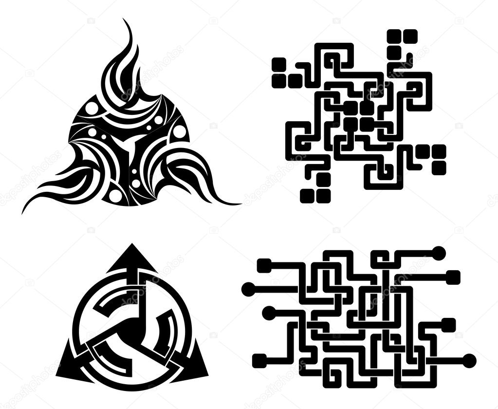 Black elements for design - vector tattoo