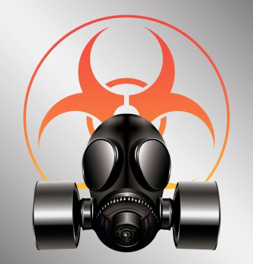 gaz maskesi biohazard simgesi olan siyah - vektör