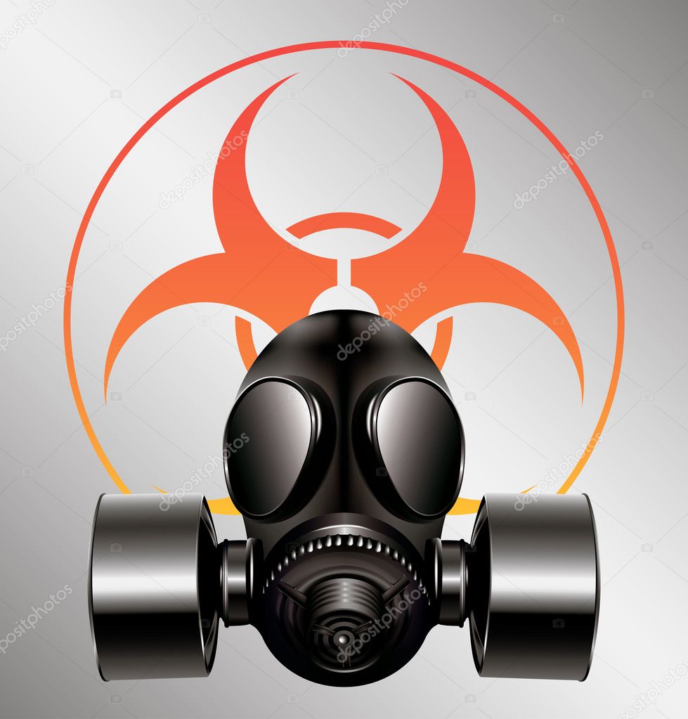 Black gas mask with symbol - vector Stock Vector Image by #11281378