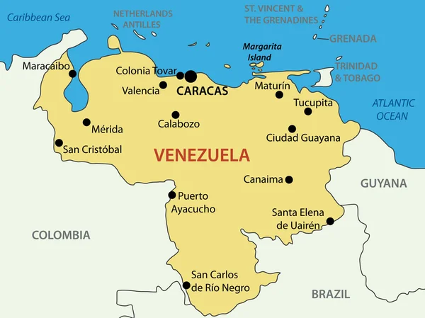 委内瑞拉玻利瓦尔共和国-矢量地图 — 图库矢量图片