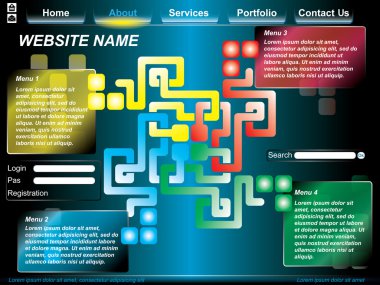 parlak elemanları ile Web vektör renkli şablonu