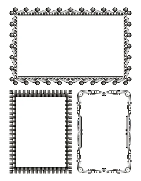 Gray metal frames - vector set — Stock Vector