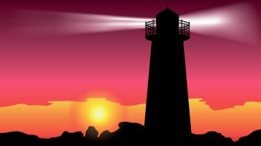 Lighthouse on the coast - vector illustration clipart