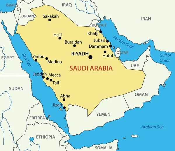 Reino da Arábia Saudita - mapa vetorial — Vetor de Stock