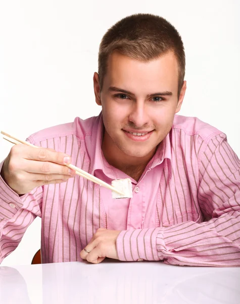 Mann mit Sushi — Stockfoto