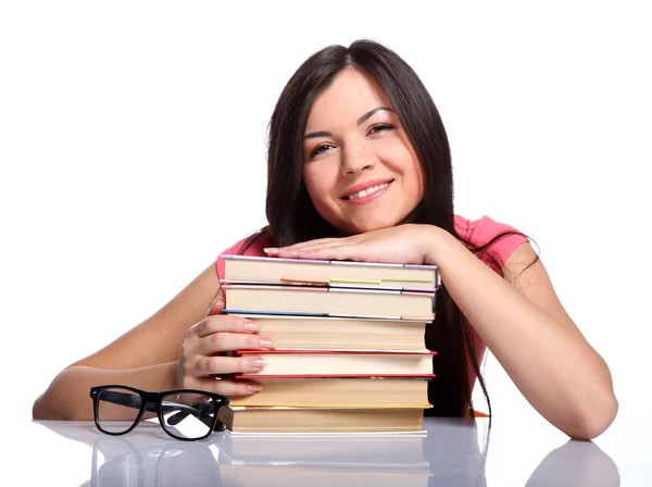 Девушка из колледжа с книгами — стоковое фото