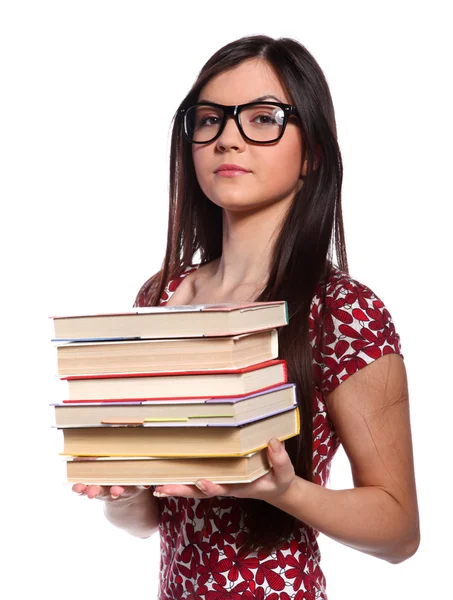 Chica universitaria con libros —  Fotos de Stock