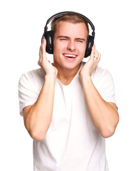 Muž se sluchátky — Stock fotografie