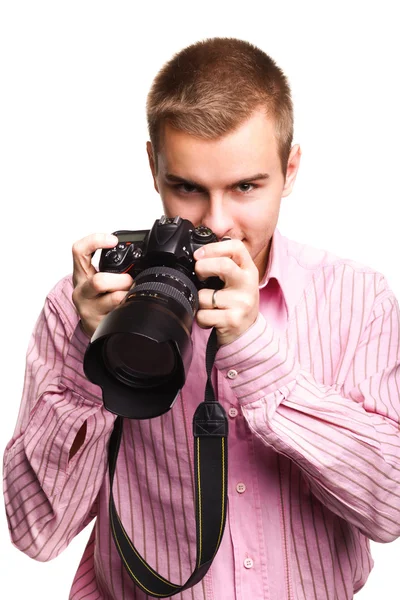 Man met camera — Stockfoto
