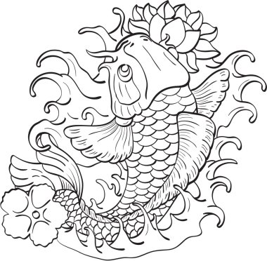 Koi and lotus clipart