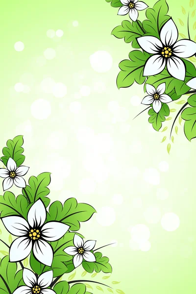 녹색 꽃들의 배경 — 스톡 벡터