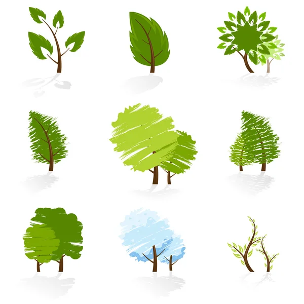 Set di simboli albero — Vettoriale Stock