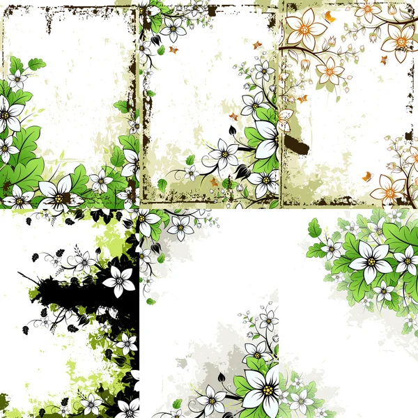 Grunge floral achtergronden instellen — Stockvector