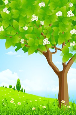 Green Background with Trees and Sea clipart