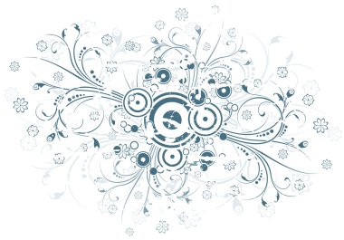 Abstract Grunge Background witn Floral Scrolls clipart