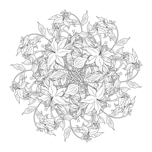 Csokor virág, fekete és fehér színben, vector-illustratio — Stock Vector