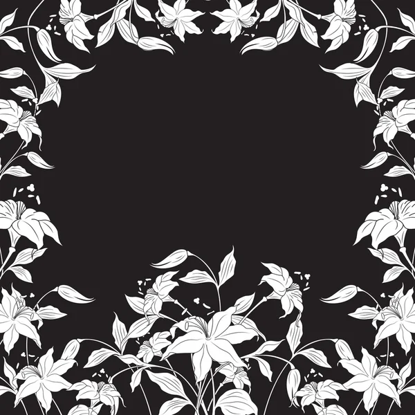 Decoratief frame met bloemen rond, vectorillustratie — Stockvector