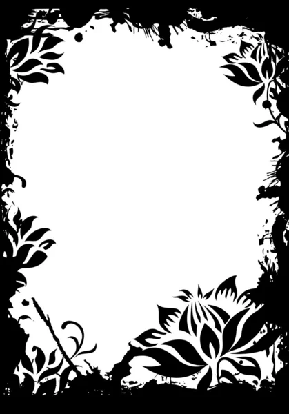 Abstraktní grunge květinové dekorativní černý rám vektorový illustratio — Stockový vektor