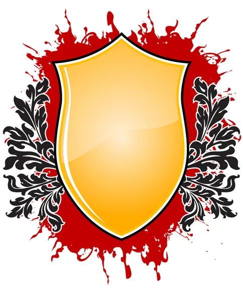 Emblème abstrait avec des éléments floraux sur le vecteur Grunge blackground — Image vectorielle