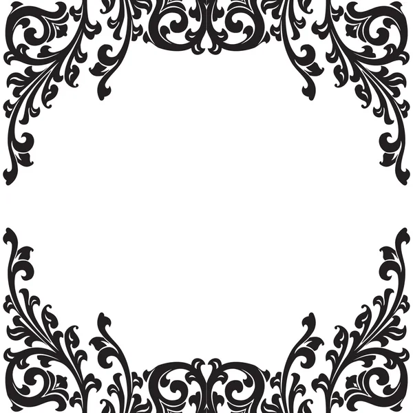Abstracto floral decorativo negro marco vector ilustración — Vector de stock