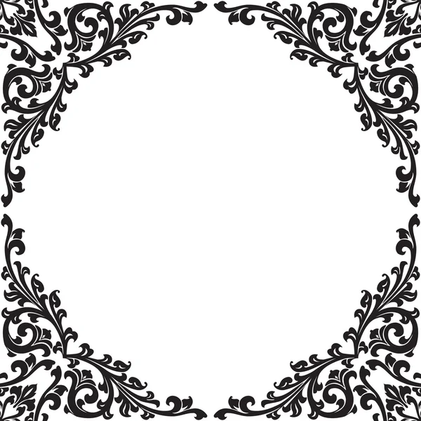 抽象的花装饰黑色框架矢量插图 — 图库矢量图片