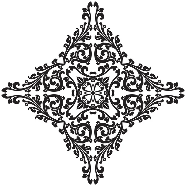 Абстрактный цветочный декоративный элемент в черном цвете — стоковый вектор