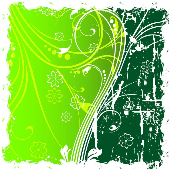 Abstract Grunge Background witn Floral Scrolls — Stock Vector