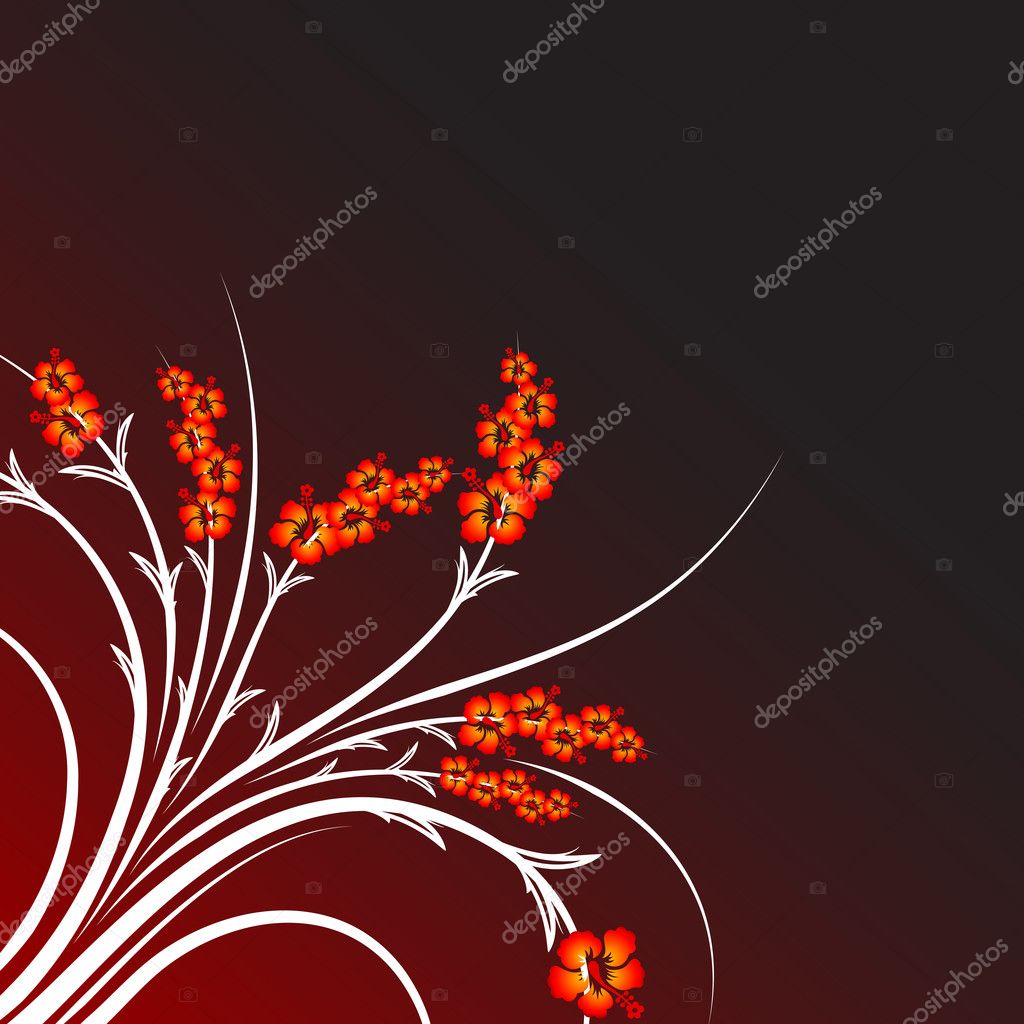Abstract Flowers on Gradient Background Vector Illustration