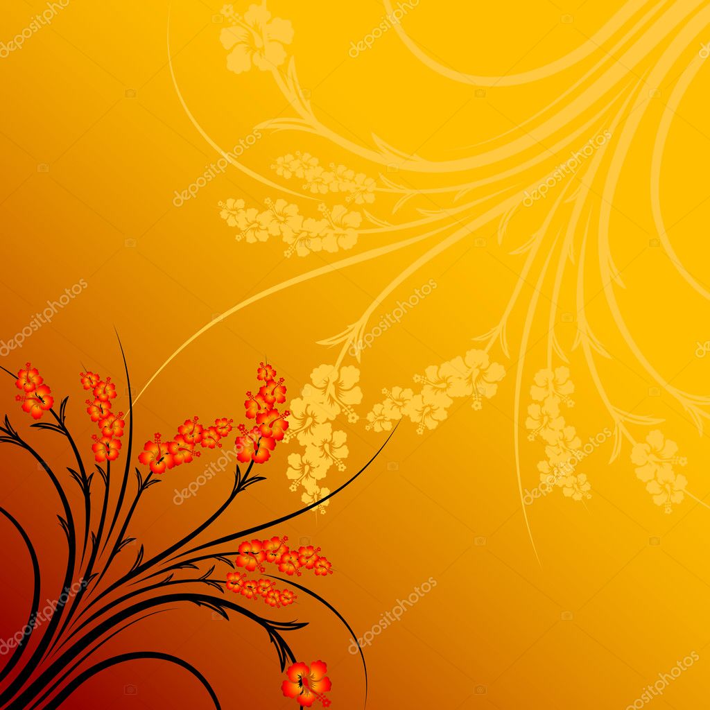 Abstract Flowers on Gradient Background Vector Illustration